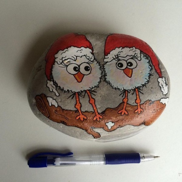 vtipné kameny malovat nápady na vánoční výzdobu