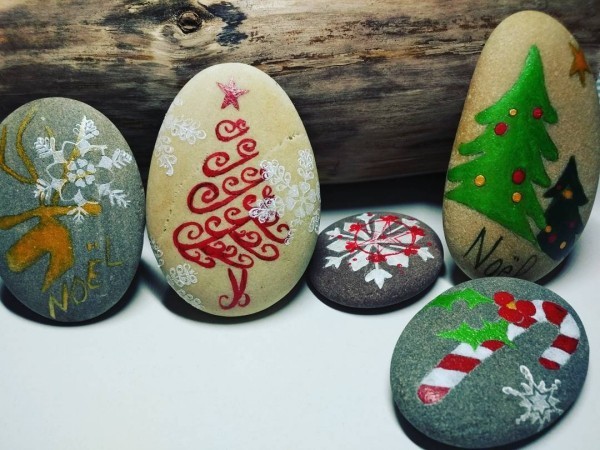 malování kamenů zdobení nápady vánoční vánoční ruční práce