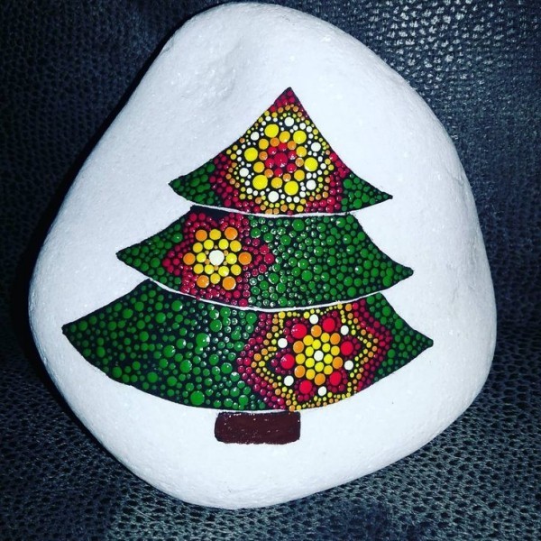 malovat kameny kreativní nápady ruční práce Vánoce