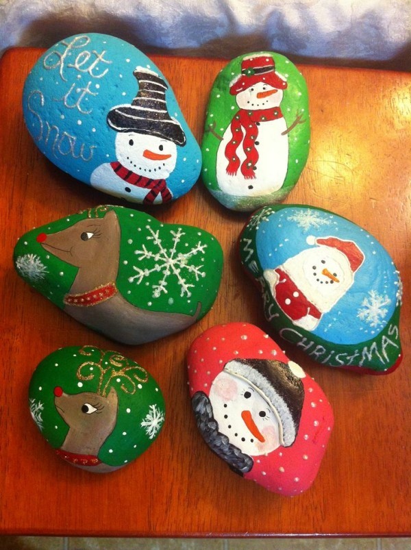 Vánoční řemesla zdobení Vánoc, malování kamenů