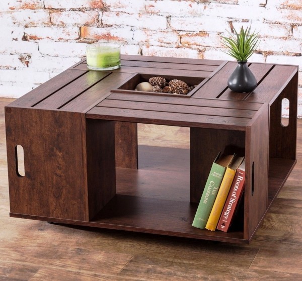 שולחן קפה דקו בקופסאות עץ