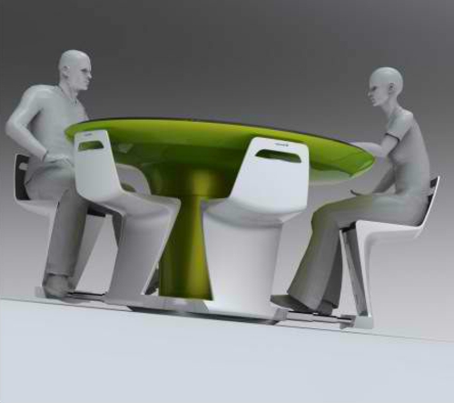 mobil modulær minikjøkken grønn bordstol