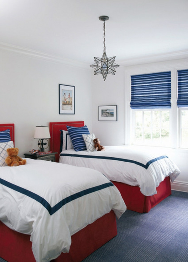 χρωματιστά σχέδια κρεβάτι κόκκινο μπλε λευκό