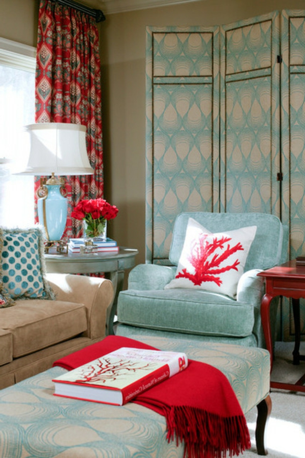 farget design rød blå hvit sofa sofa