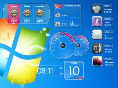 Windows gadgets επιφάνεια εργασίας