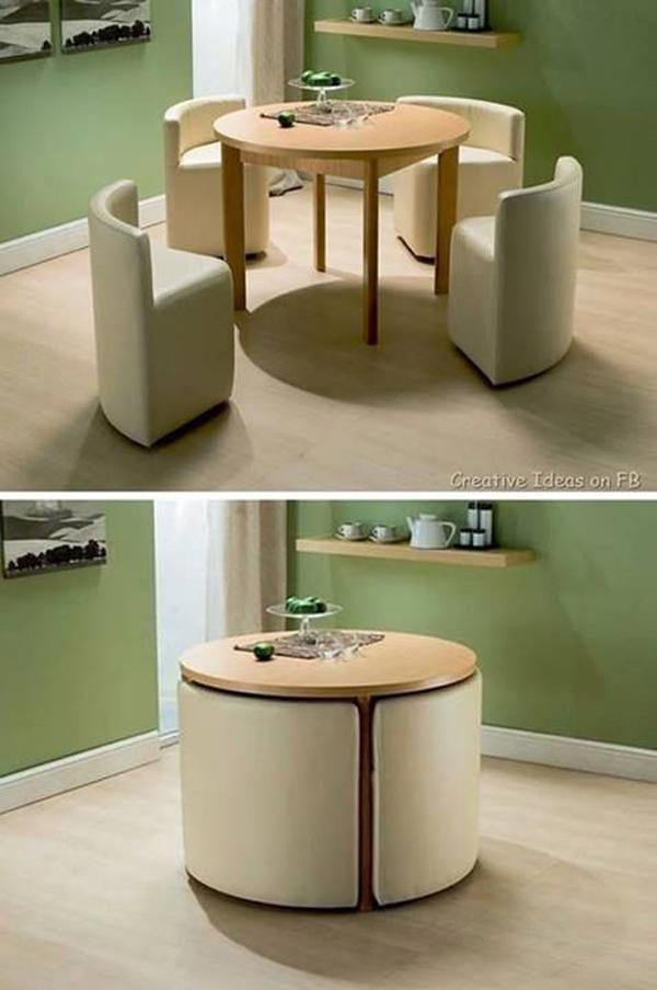 Küçük apartmanda masa için mükemmel tasarım