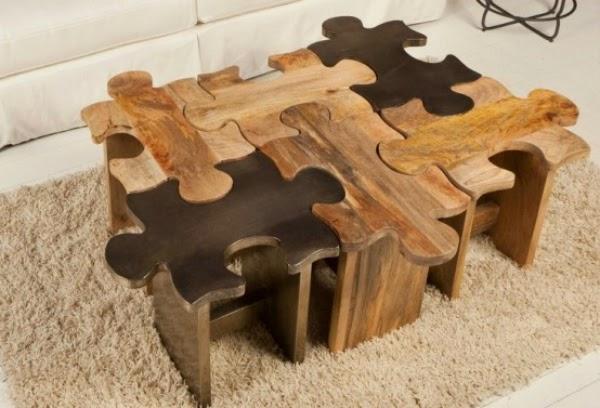 Yaratıcı mobilya fikirleri Ahşap Puzzle Masası