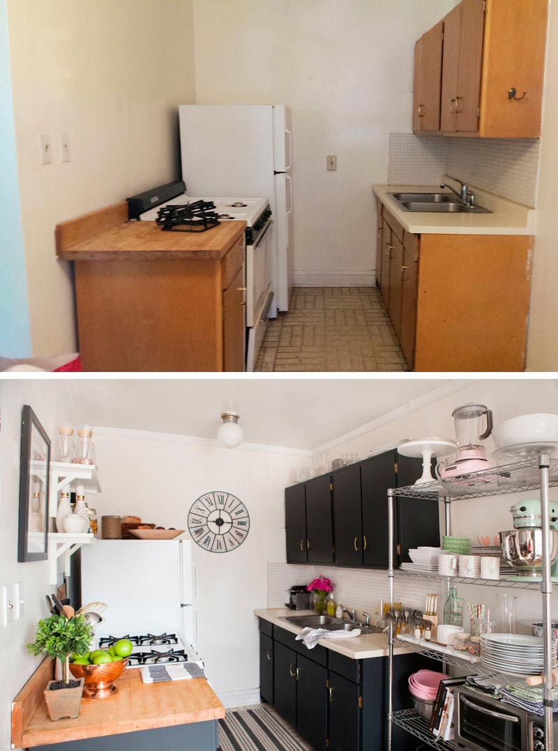 Virtuvė prieš ir po pertvarkymo