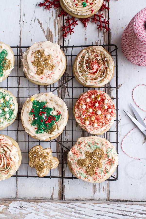 Çırpılmış buttercream ile kolay dilim n fırında vanilyalı fasulye Noel şekerli kurabiye