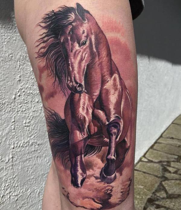3D arklio šlaunies tatuiruotė