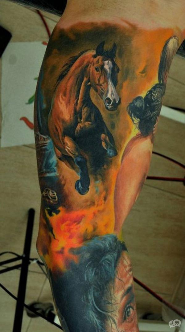 3D arklio tatuiruotė ant rankovės