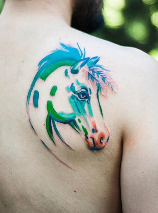 akvarelės arklio tatuiruotė