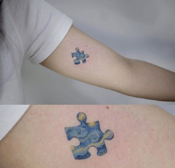 Vincentas van Goghas tatuiruotės Žvaigždėta nakties dėlionė