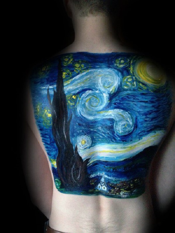 Vincentas van Gogo tatuiruotės Vincentas van Gogo tatuiruotės „Žvaigždėta naktis“