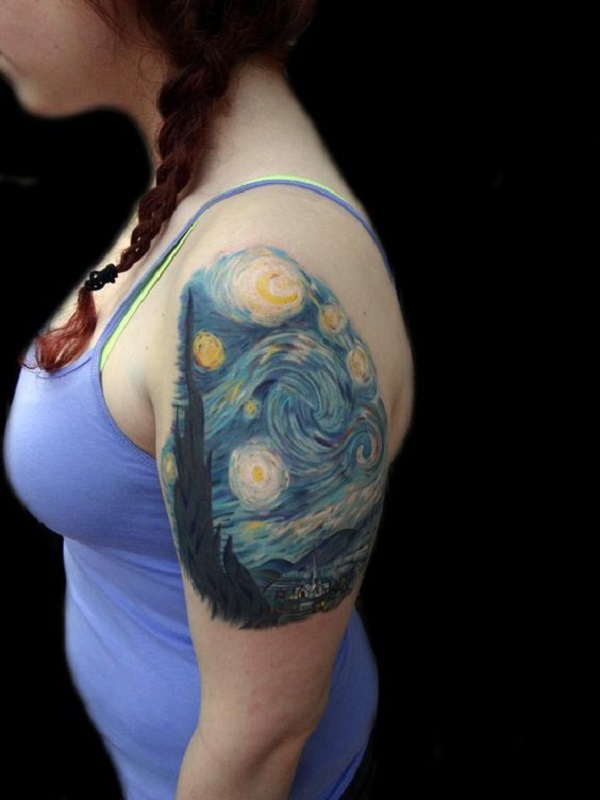 Vincent van Gogh tatuiruotės „Starry Night Sleeve Tattoo“ moterims