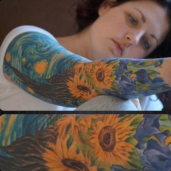 vincent van gogh tatuiruotės Saulėgrąžos žvaigždėtoje naktyje