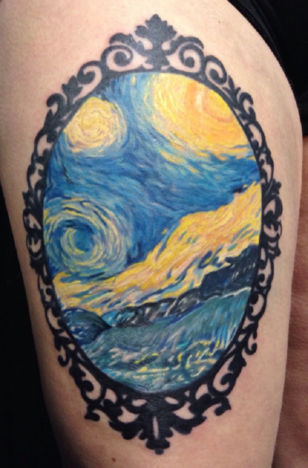 Vincentas van Goghas tatuiruotės „Žvaigždėta naktis veidrodyje“