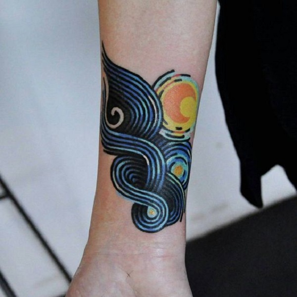 vincent van gogh tatuiruotės Išsami žvaigždėta nakties tatuiruotė