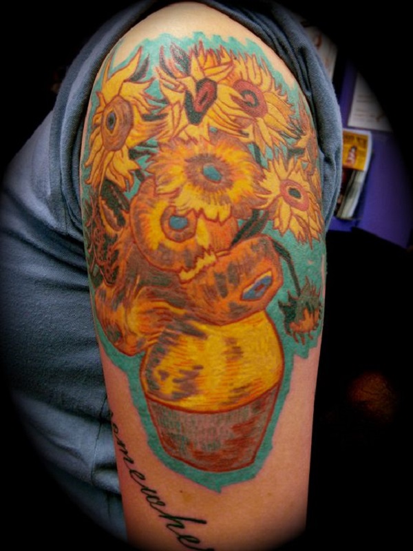 vincent van gogh tatuiruotės Vaza su 15 saulėgrąžų