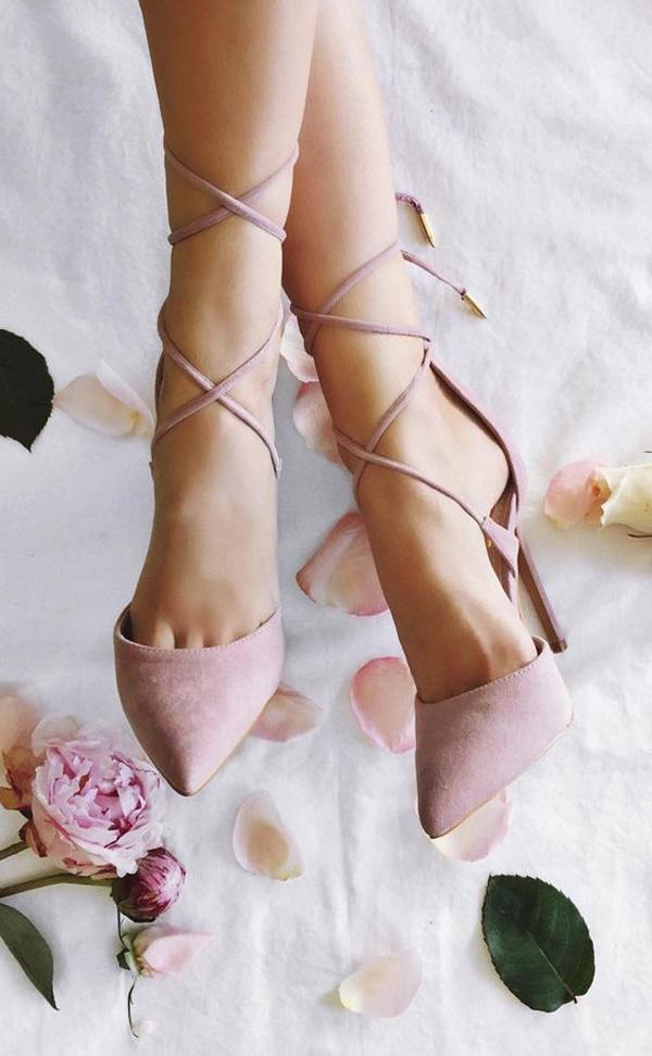 Michele Dusty Rose Bağcıklı Topuklu Ayakkabı