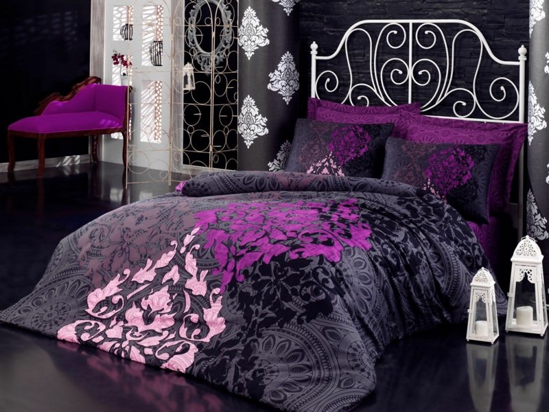 krásné purpurově šedé luxusní povlečení