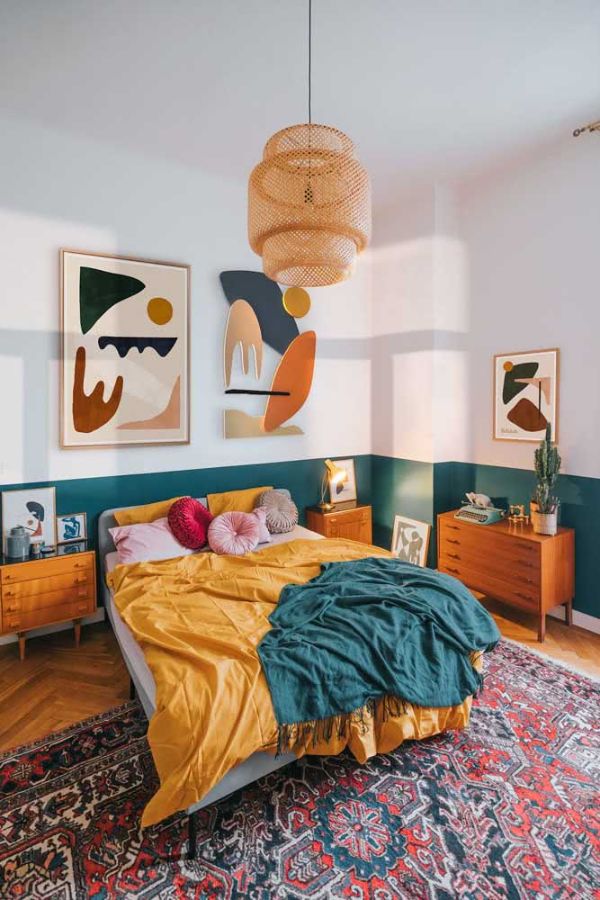 צהוב חרדל - רעיונות מודרניים לחדר שינה