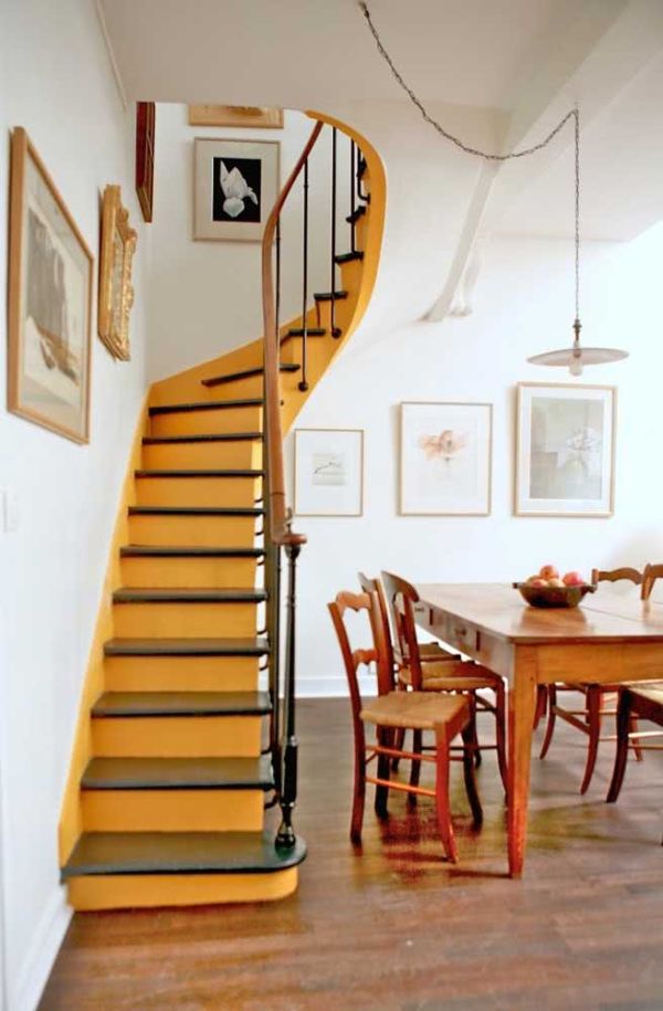 רעיונות צהובים חרדל לעיצוב מדרגות