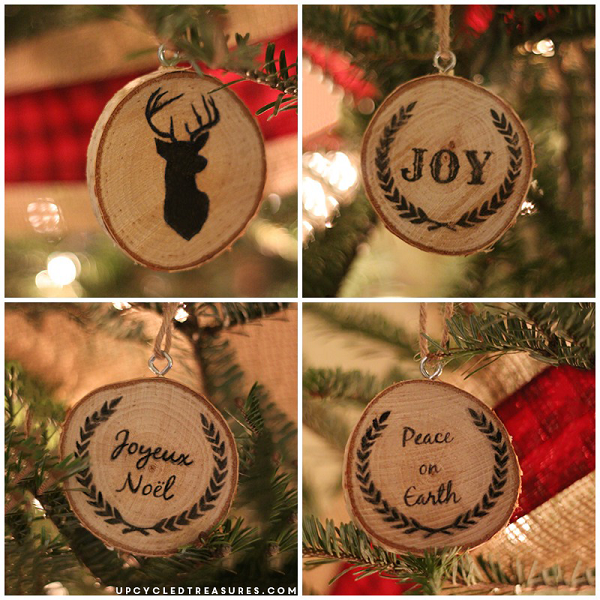 „Pasidaryk pats“ medžio gabalo kalėdiniai papuošalai