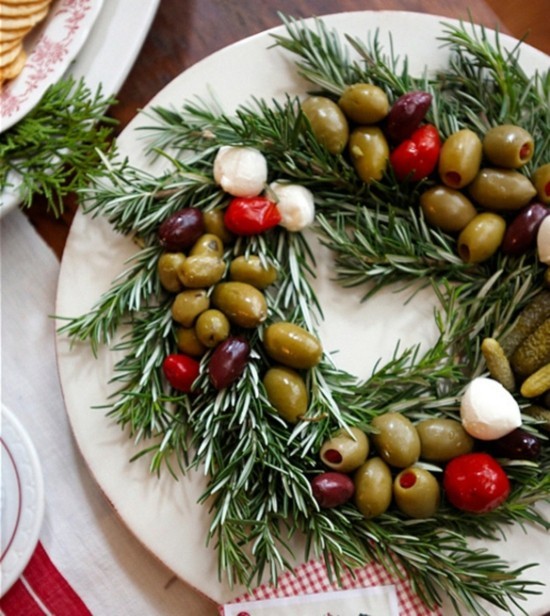 vánoční dekorace na stůl z olivového talíře vyrobte si vlastní vánoční věnec