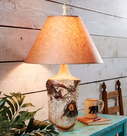 Nápady na skandinávskou březovou kůru a kmen břízy dekorativní stolní lampa z kmene stromu