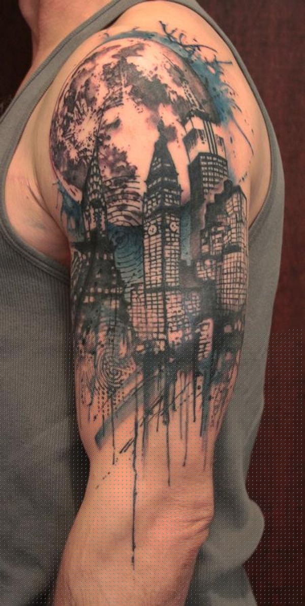 „City Landscape“ rankovių tatuiruotė vyrams