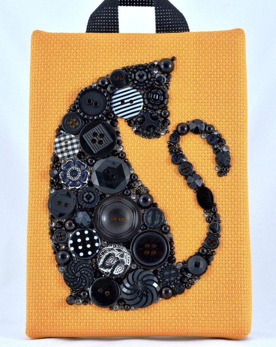 60 høstideer for håndverk med knapper mobiltelefondeksel stoff svart katt halloween