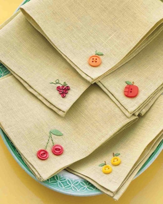 60 høstideer for håndverk med knapper, serviett, håndkle med fruktmønster
