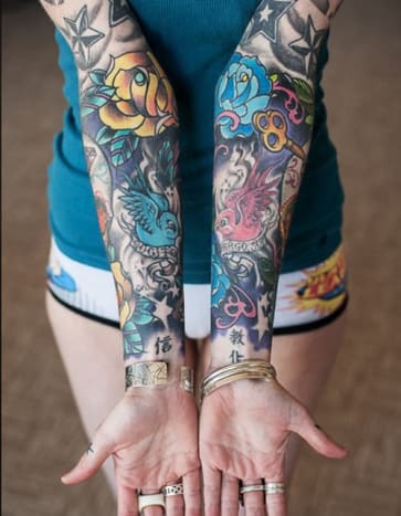 rašalinė mag, tatuiruočių įkvėpimas, tatuiruočių menas, tatuiruočių dizainas, moteriškos rankovės, rankovių tatuiruotė, tatuiruočių meistras