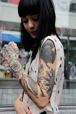 rašalo mag, tatuiruočių įkvėpimas, tatuiruočių menas, tatuiruočių dizainas, tatuiruočių meistras, moteriškos rankovės, rankovių tatuiruotė