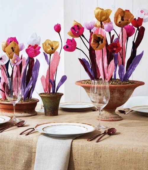80 čerstvých jarních nápadů na výrobu tulipánů vinobraní longhouse dekorace na stůl lněné květináče krepové papírové květiny