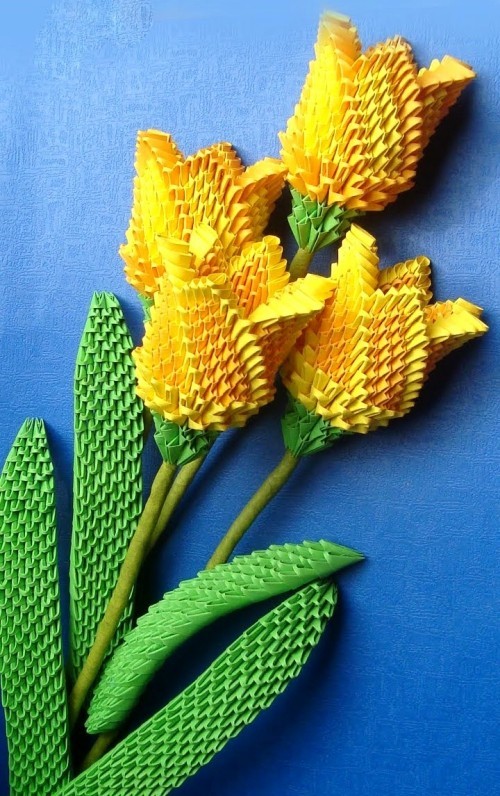 80 čerstvých jarních nápadů na výrobu tulipánů ze žlutých a zelených tulipánů origami