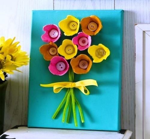 80 čerstvých jarních nápadů na výrobu tulipánů z modrého plátna s květinami z krabic od vajec