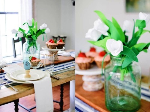 80 čerstvých jarních nápadů na výrobu tulipánových plstěných květin v nápadech na výzdobu stolu do vázy