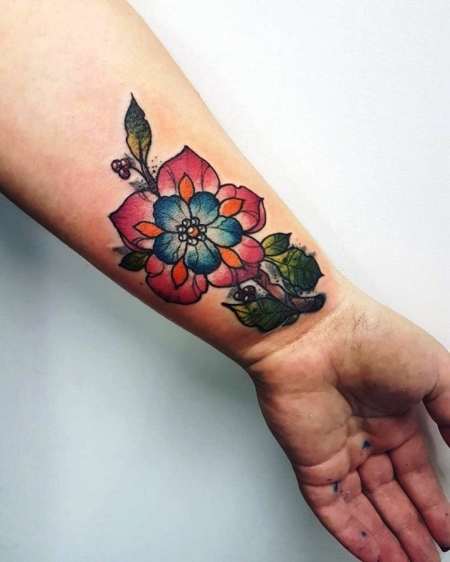 Håndleddet tatovering ideer retro blomst
