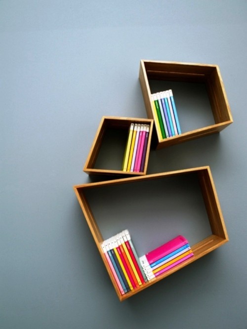 unikt kreative bokhyller og bokhyller geometriske moderne tre fargerike bøker