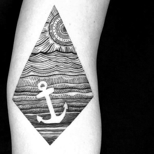 Negativní prostor tetování motivy kotva vystřihnout a moře