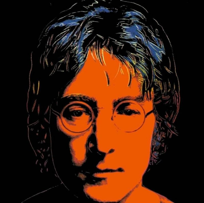 Andy Warhol pracuje s portrétem Lennona Beatlera