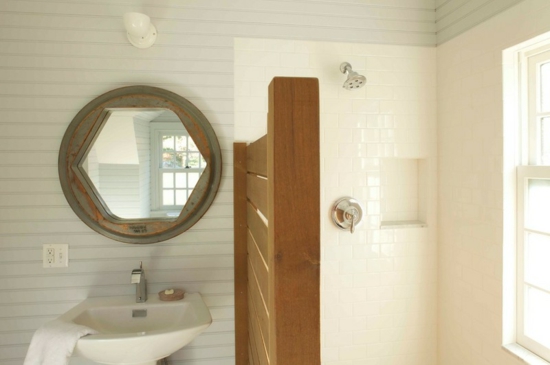 ιδέες επίπλων μπάνιου νεροχύτη διαχωριστικό τοίχο ξύλο
