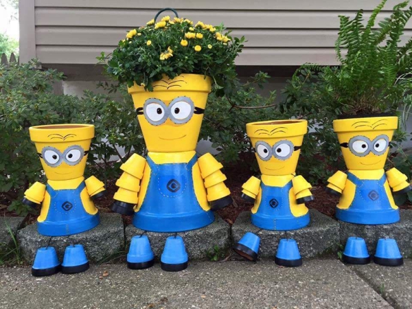 Håndverk med leirgryter - 40 kreative ideer og veldig enkle instruksjoner minions gartendeko store og små