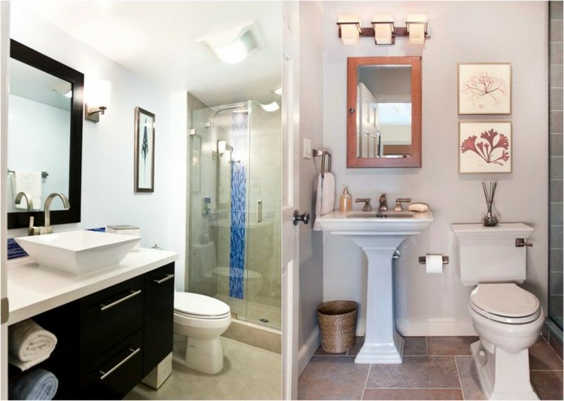 תמונות לשירותי האורחים בחדר האמבטיה שתיים מינימליסטיות