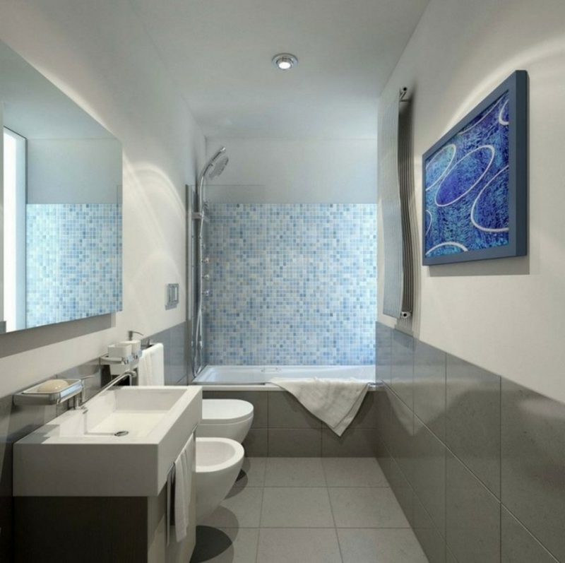 תמונות פסיפס כחולות מופשטות גדולות לשירותים