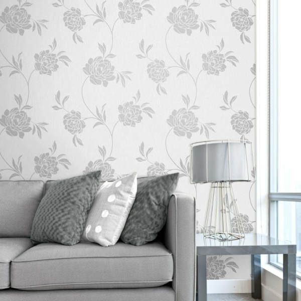 květinové tapety jednoduchý design nápady na výzdobu obývacího pokoje