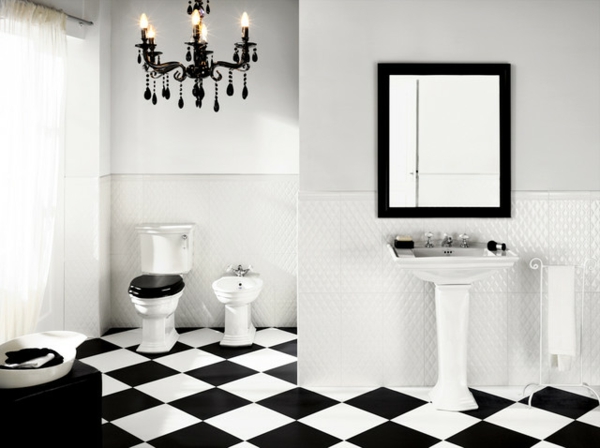 dlažba černobílý design koupelny