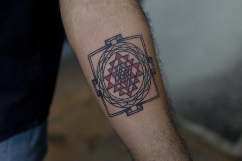 Buddhistisk Sri Yantra tatoveringsmotiv